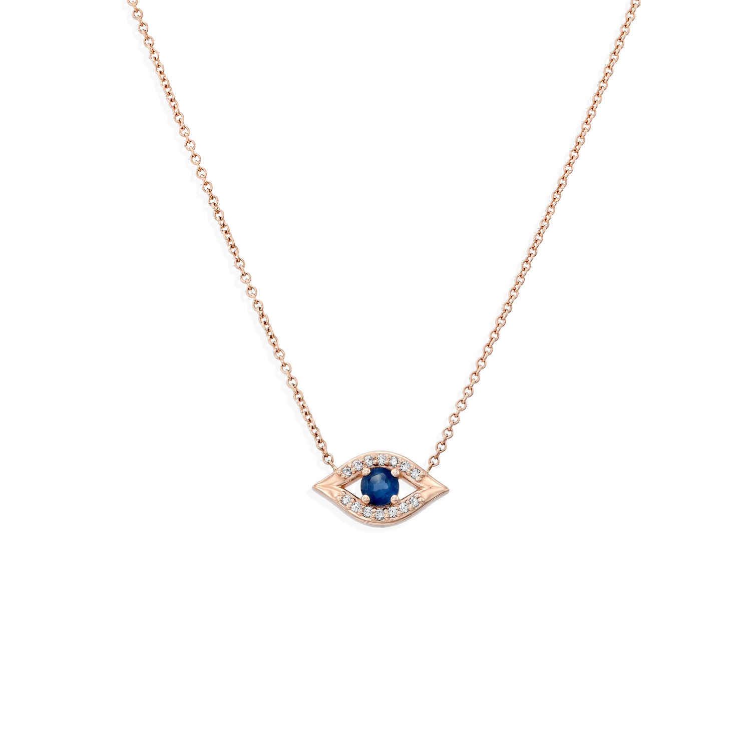 Large evil Eye Gold Necklace Sapphire