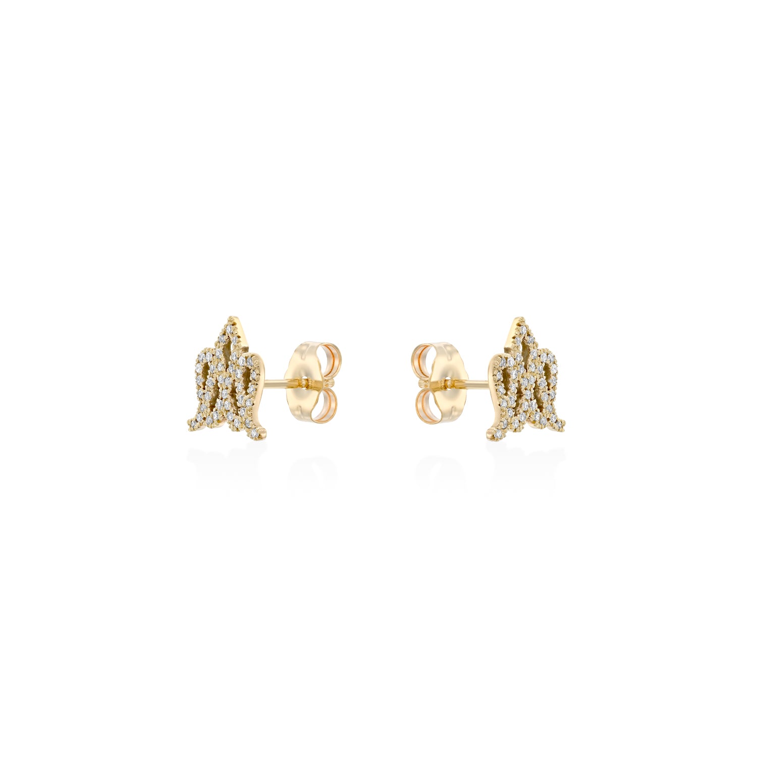 Crown Gold Earring with Diamonds