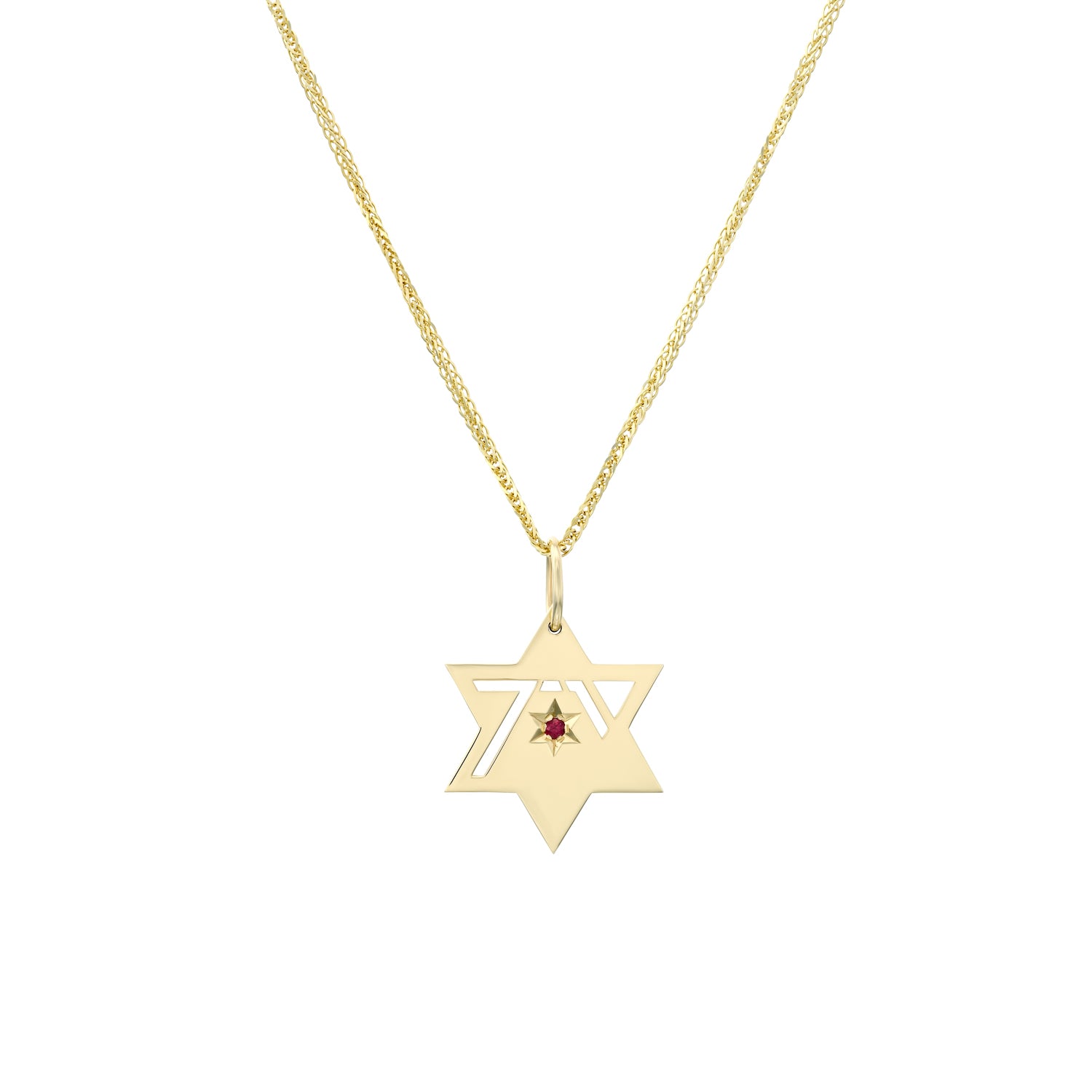 Heroism Star Of David Gold Pendant With Ruby