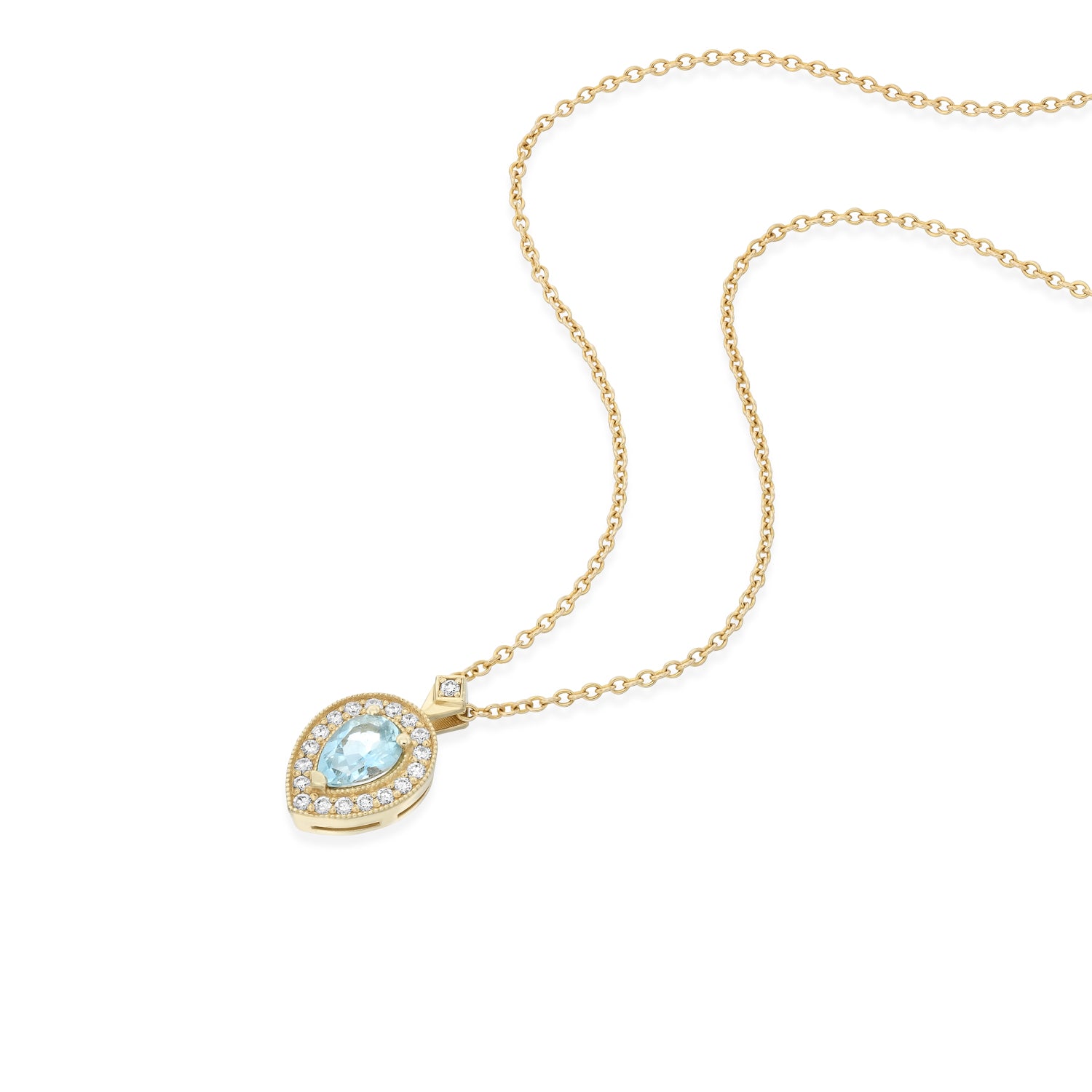 Luna Necklace With Aquamarine And Diamonds