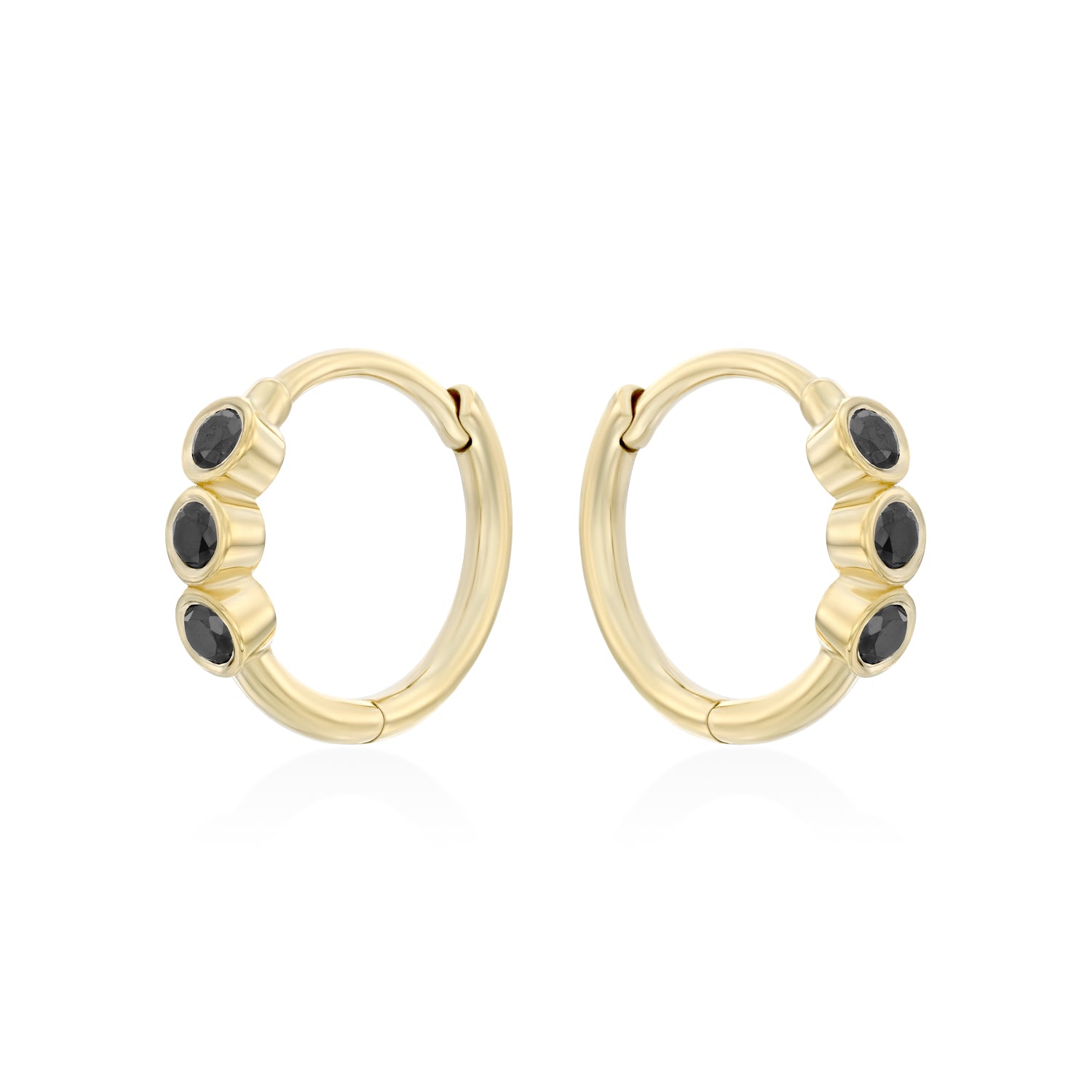 Alin Hoop Gold Earring with black diamond