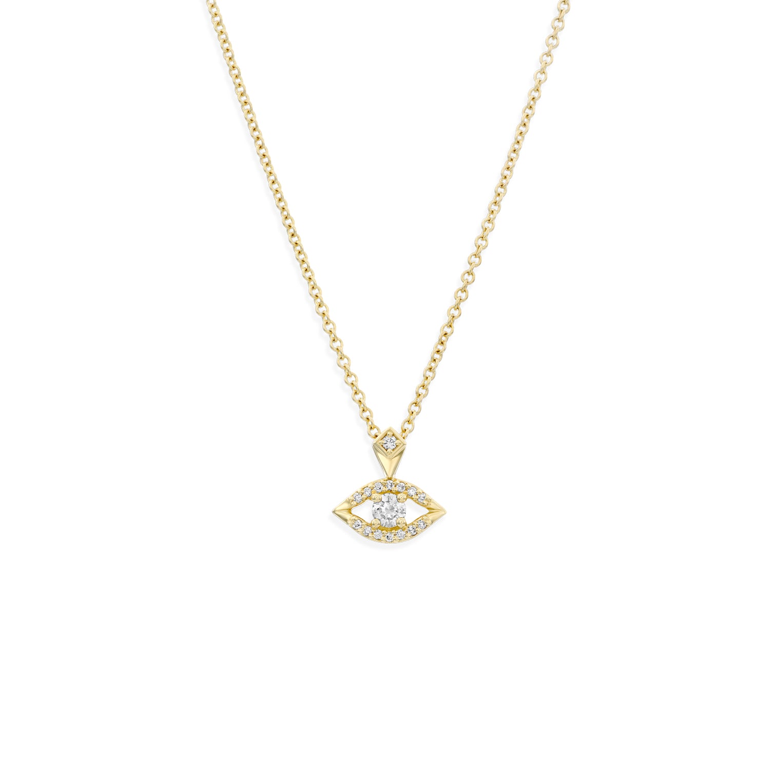 Evil Eye Gold Necklace white Diamond