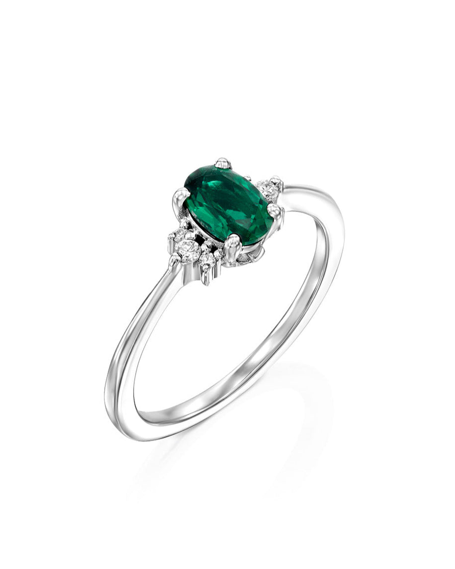 Ella Ring with Emerald and Diamonds
