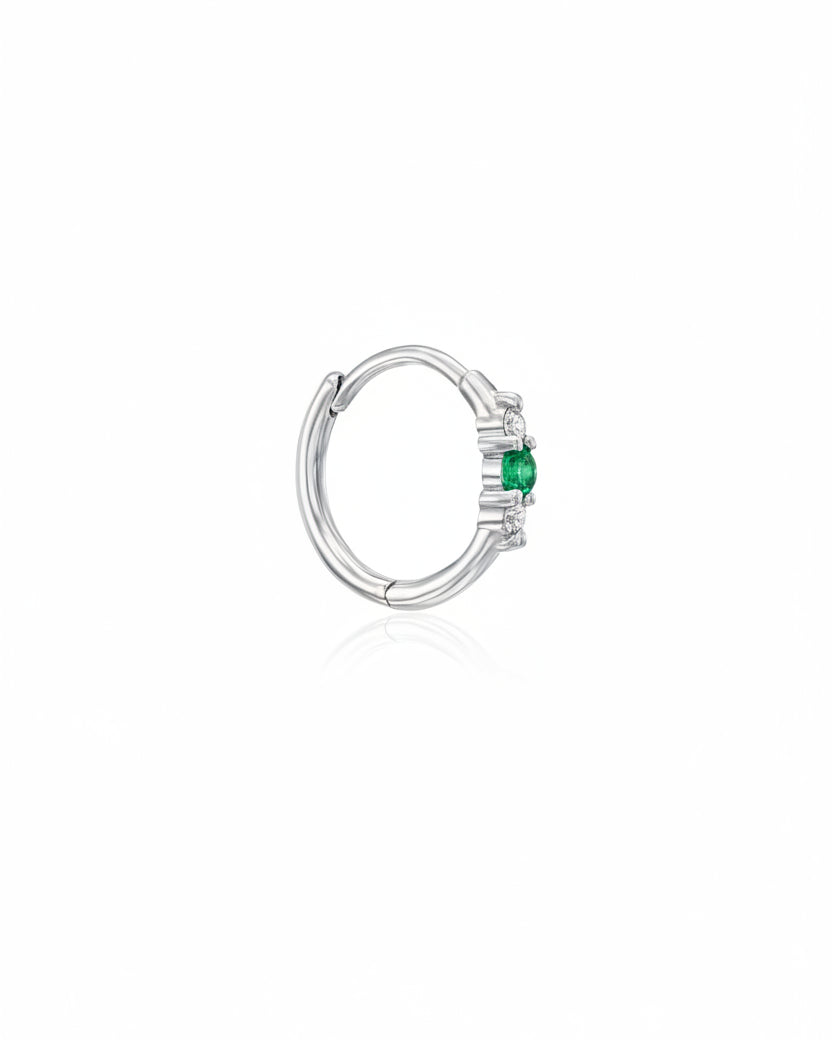 Audrey Hoop With Emerald And White Diamonds