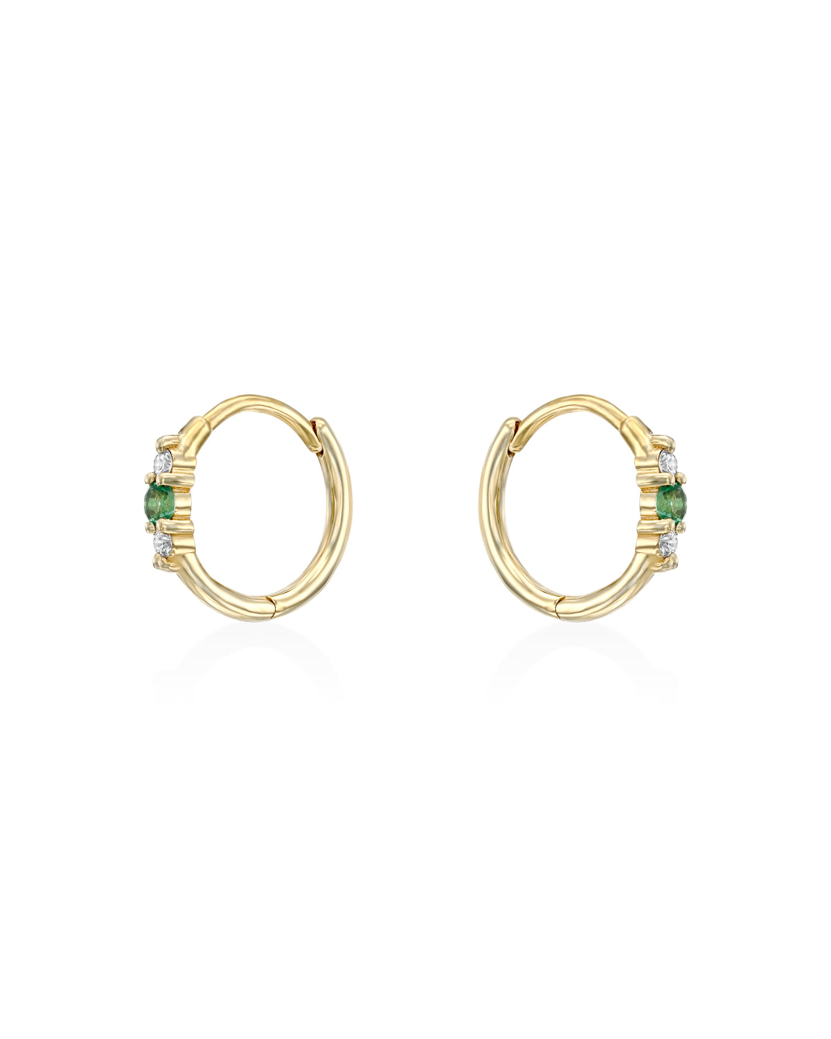 Audrey Hoop With Emerald And White Diamonds