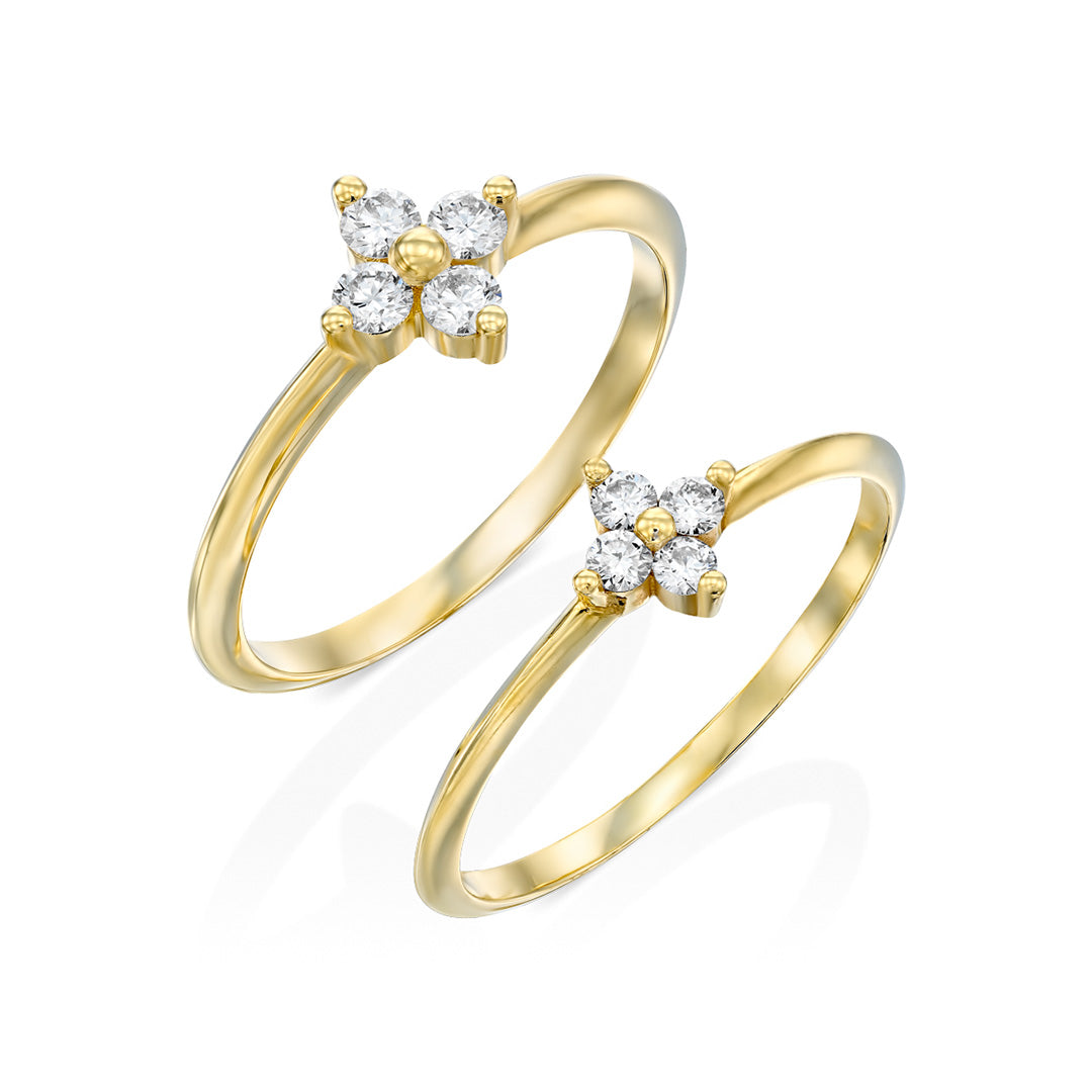 Large Beth Gold Ring With White Diamonds