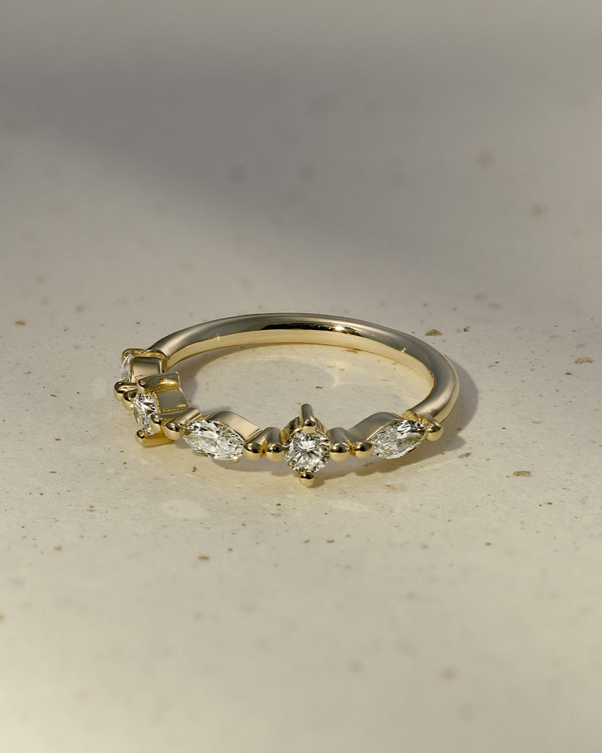 Lir Gold Ring with White Diamonds