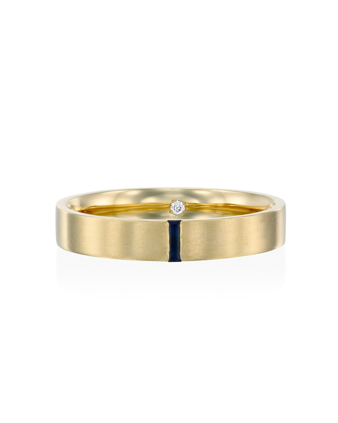 Frankie Gold Wedding Band With Sapphire & Diamond- 4mm
