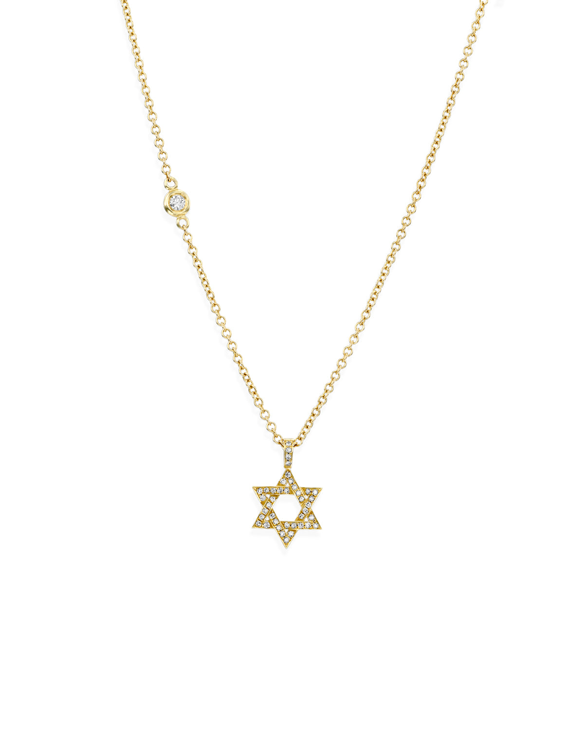 Small Star Of David Gold Necklace With White Diamonds