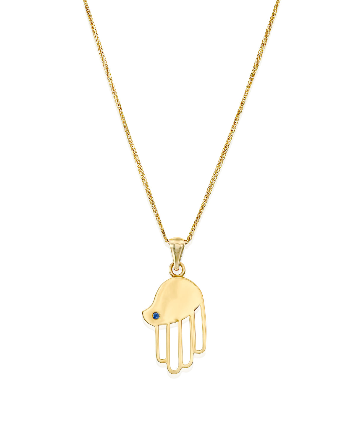 Salma Gold Hamsa Pendant With Sapphire
