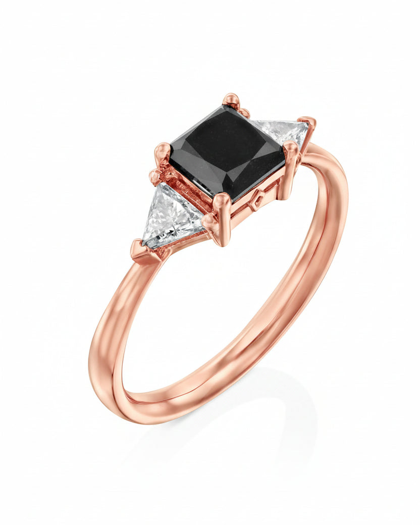 Anya Ring with black and white diamonds