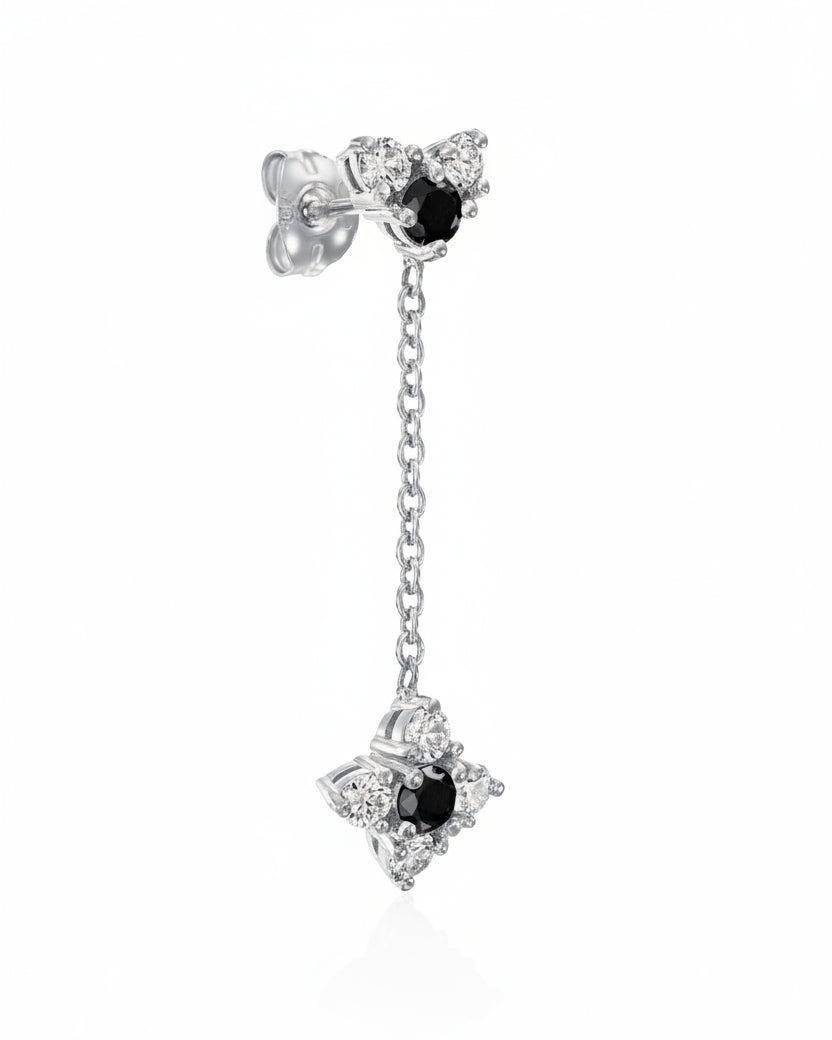Alexandra Gold Earring Black & White Diamonds