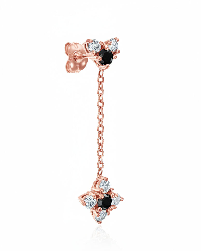 Alexandra Gold Earring Black & White Diamonds