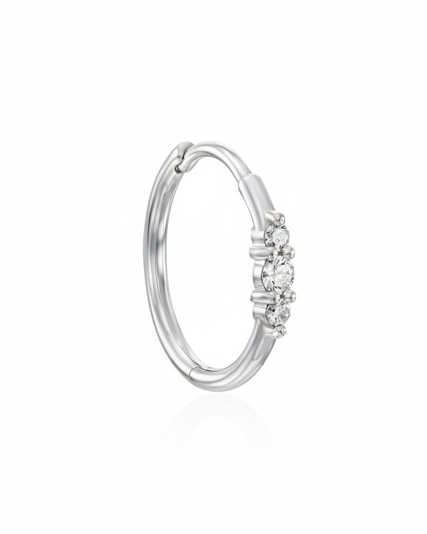 Large Audrey Hoop Earring with White Diamonds