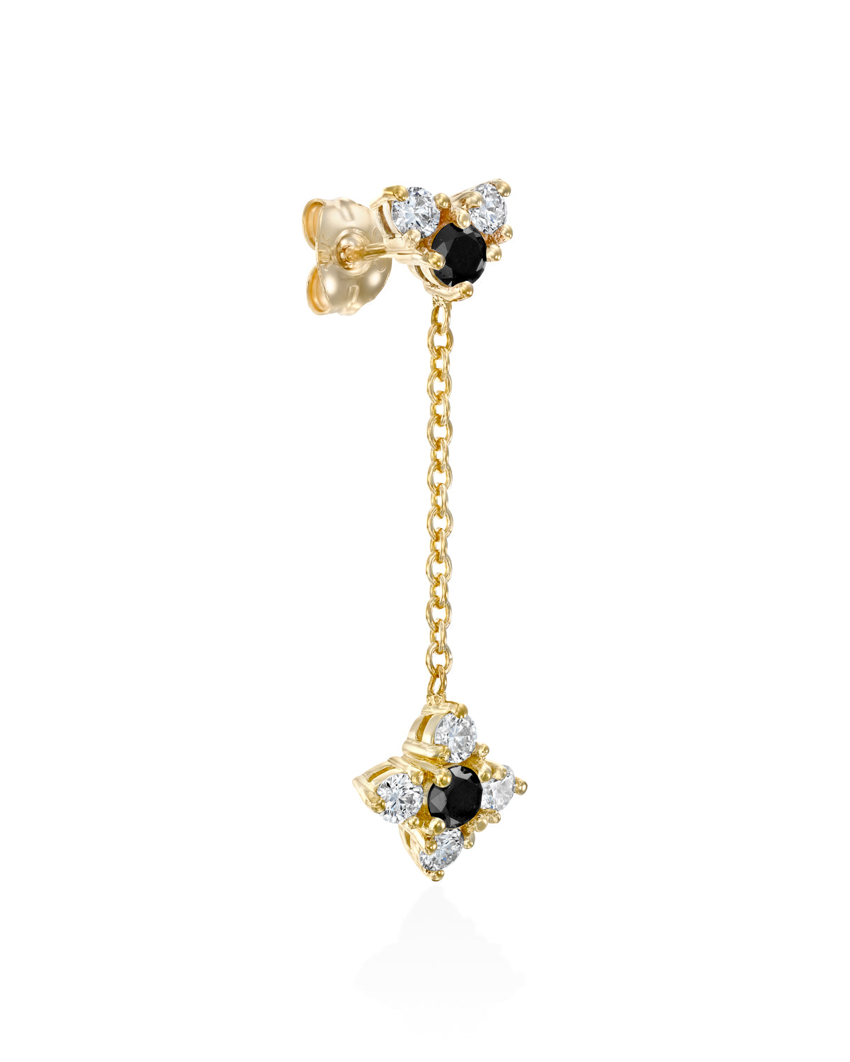 Alexandra Gold Earring Black & White Diamonds
