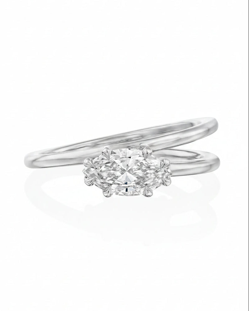 mini alberta ring with marquise white lab diamond