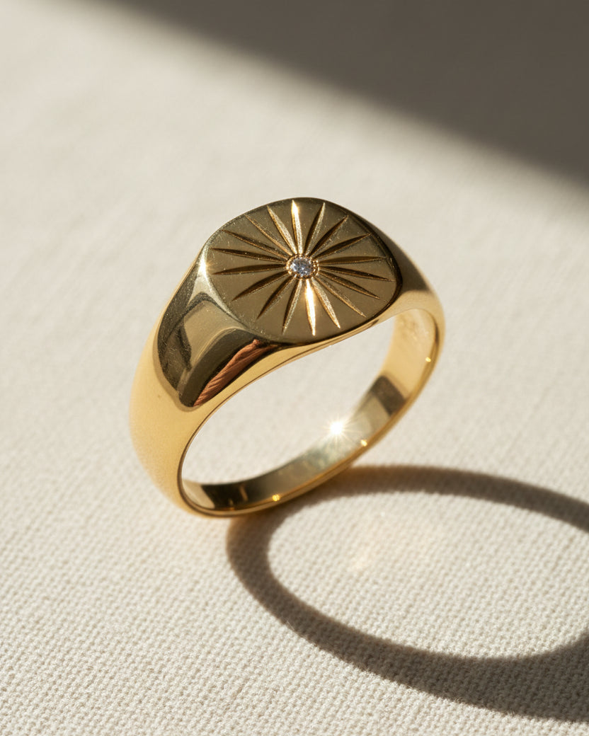 Sunny Gold Ring White Diamond