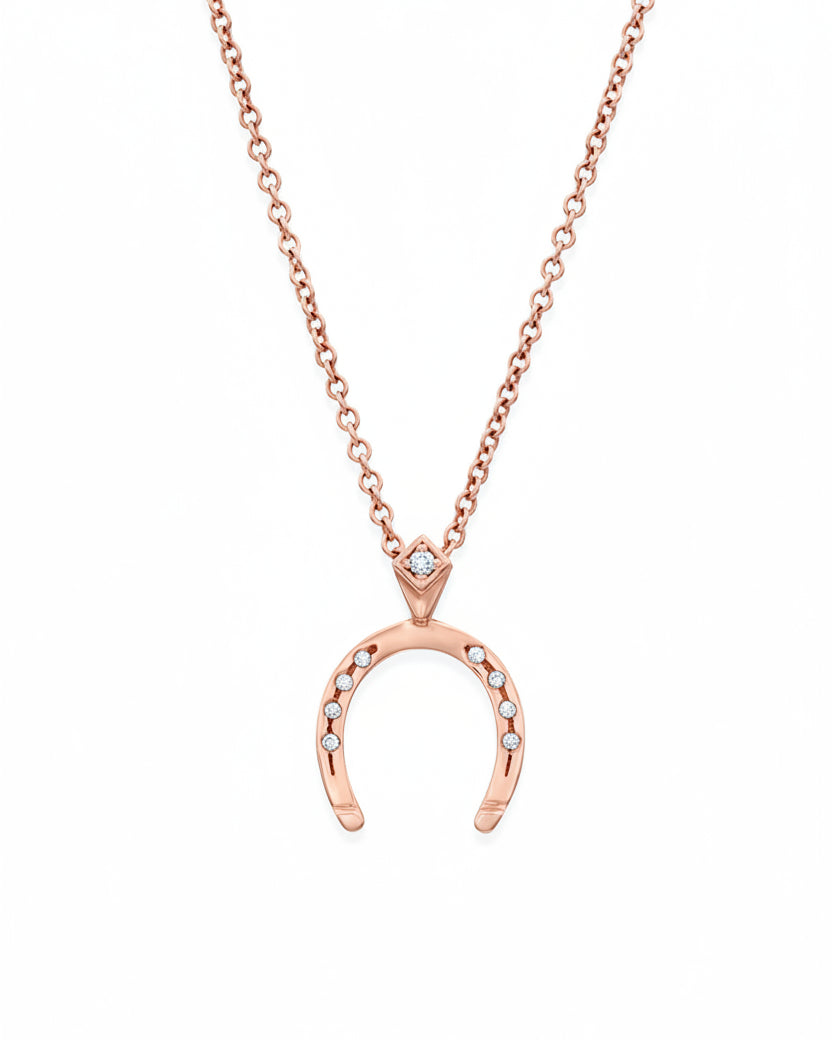 Horseshoe Gold Necklace White Diamond