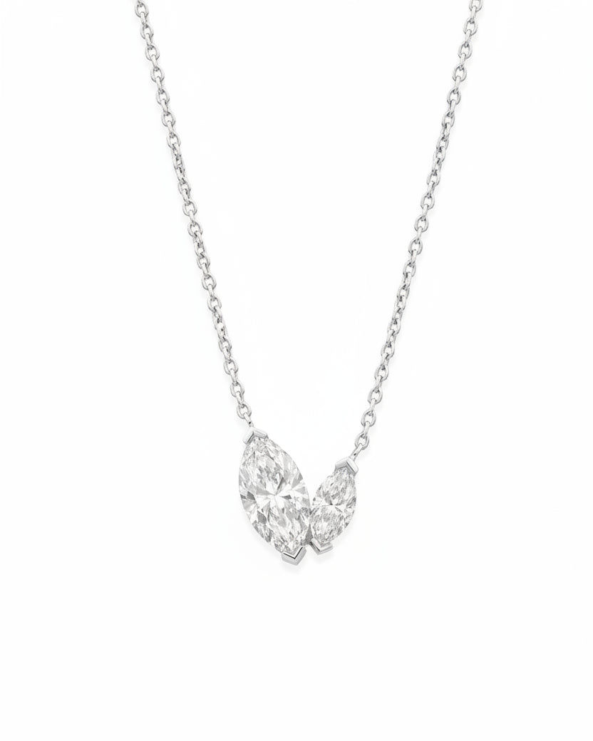 Marquise Gold Necklace with White Diamond