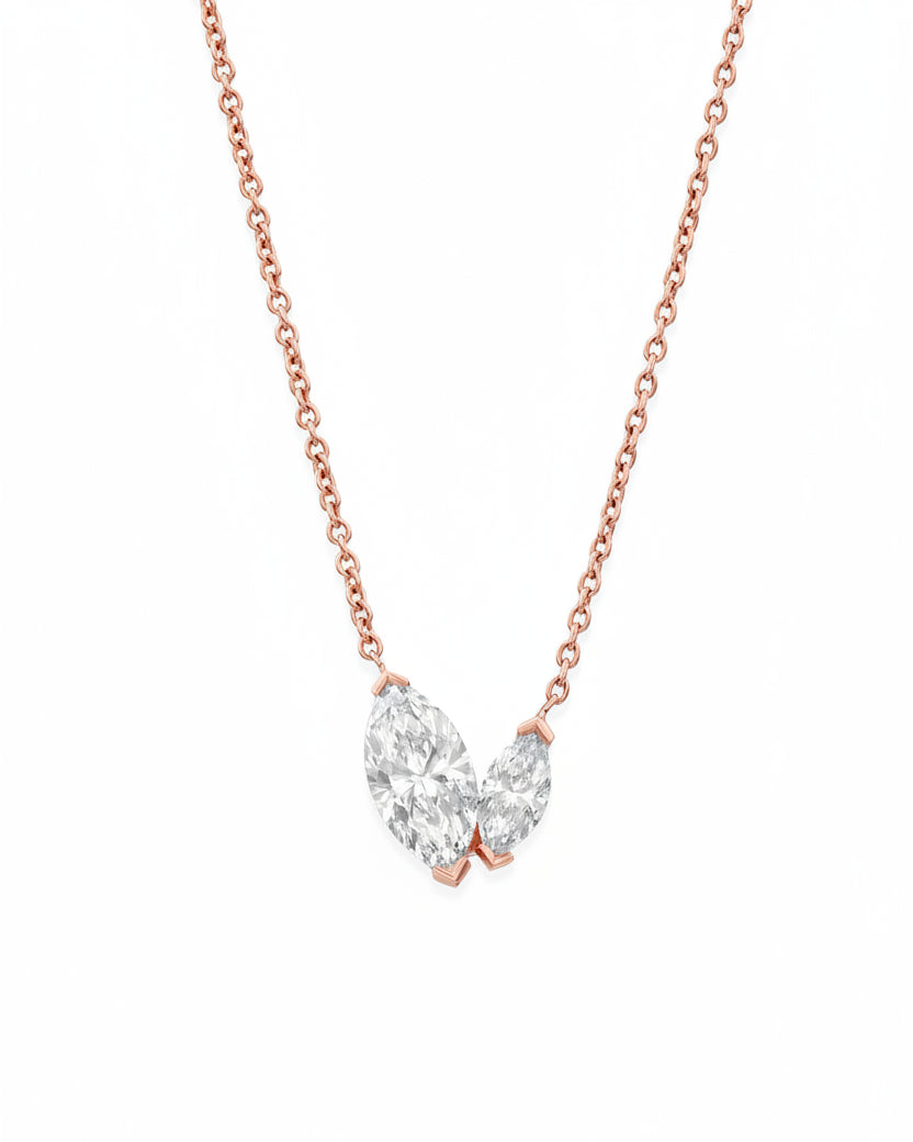 Marquise Gold Necklace with White Diamond