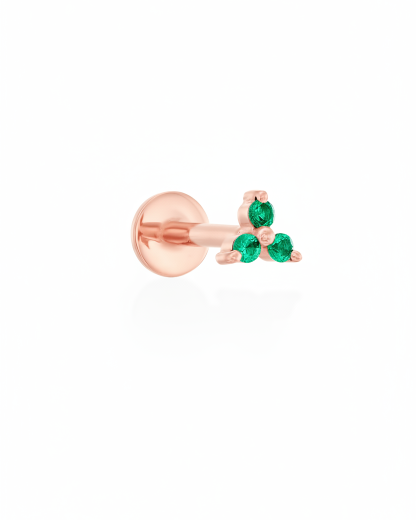 Mini Grace Piercing Earring With Emerald