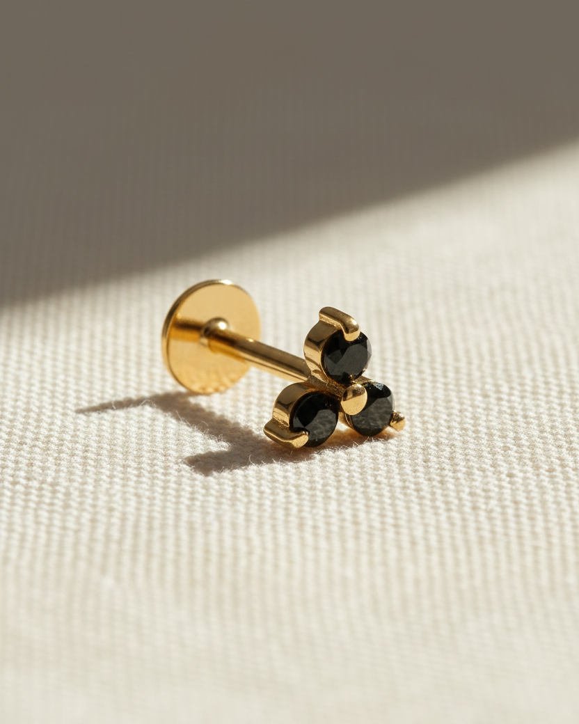 Grace Piercing Earring With Black Diamonds