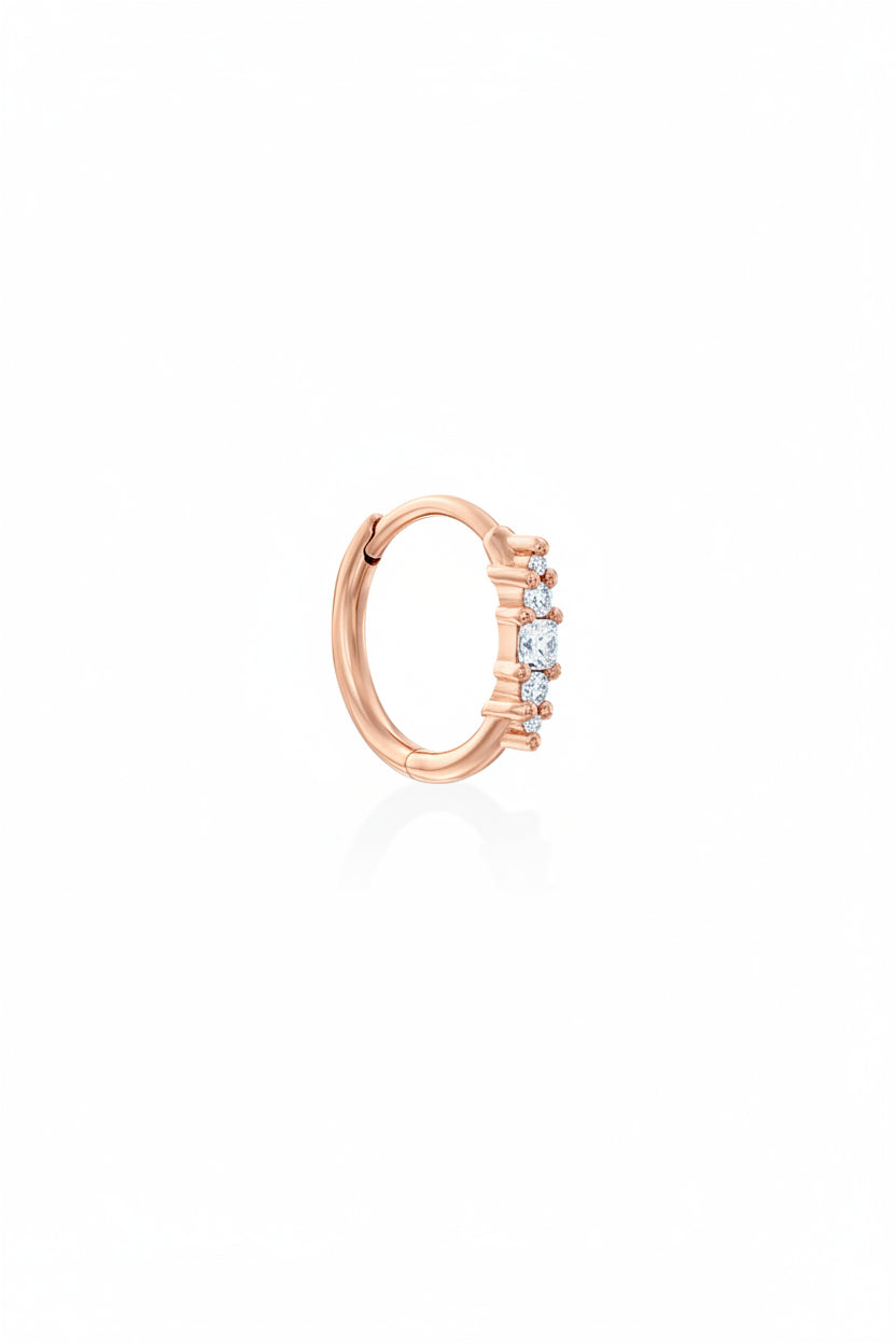 Bella Mia Hoop Gold Earring with white diamonds