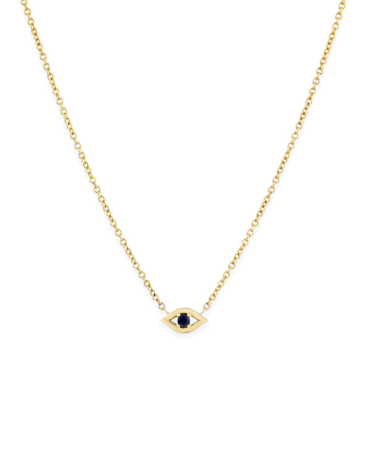 Evil Eye floating Gold Necklace sapphire