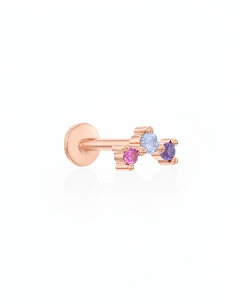 Frida Piercing Earring With Rainbow Stones