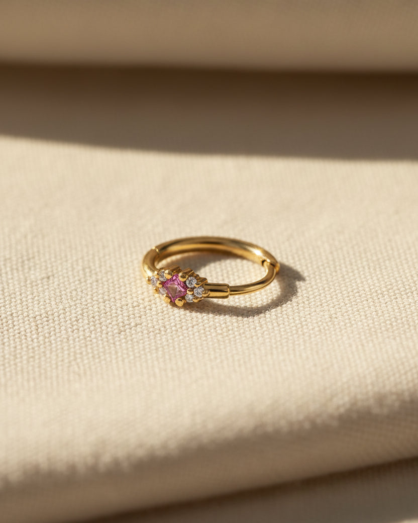 Juliette hoop pink sapphire and Diamonds