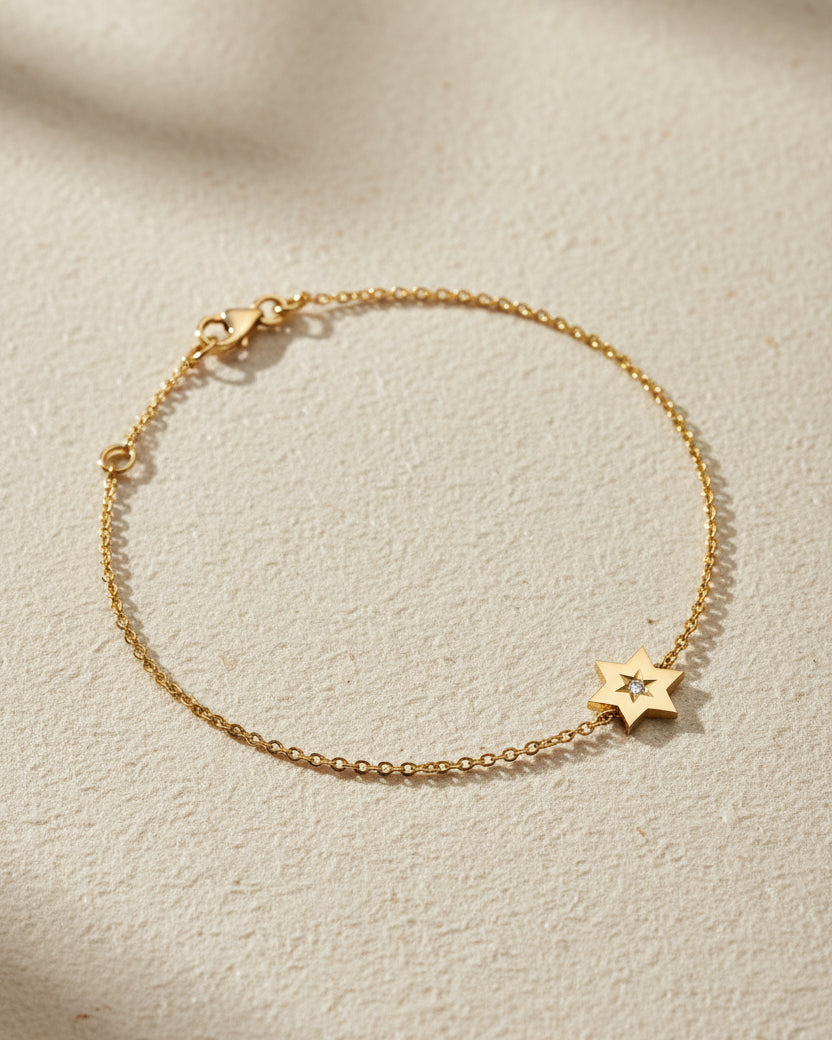 The Gaza envelope Shield Star Of David Gold bracelet diamond