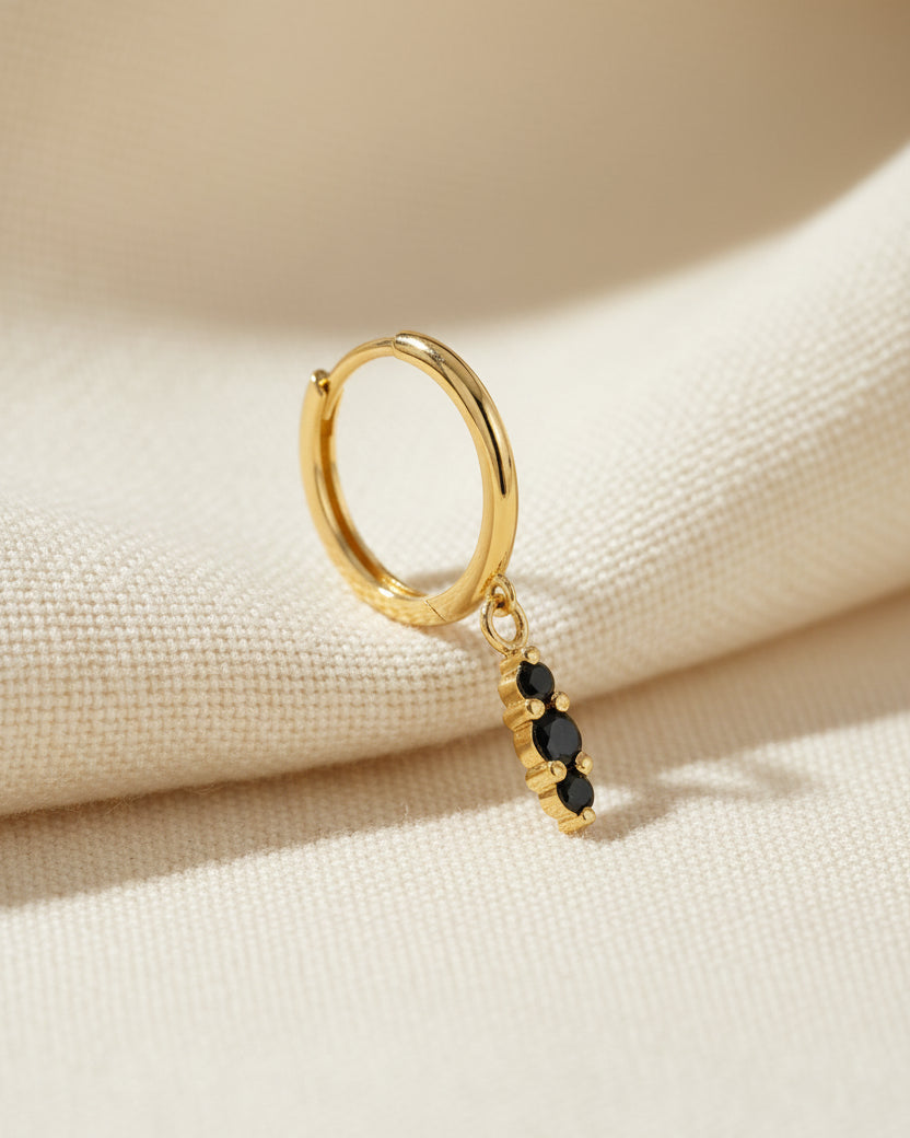 kelly hoop audrey black diamonds gold earring