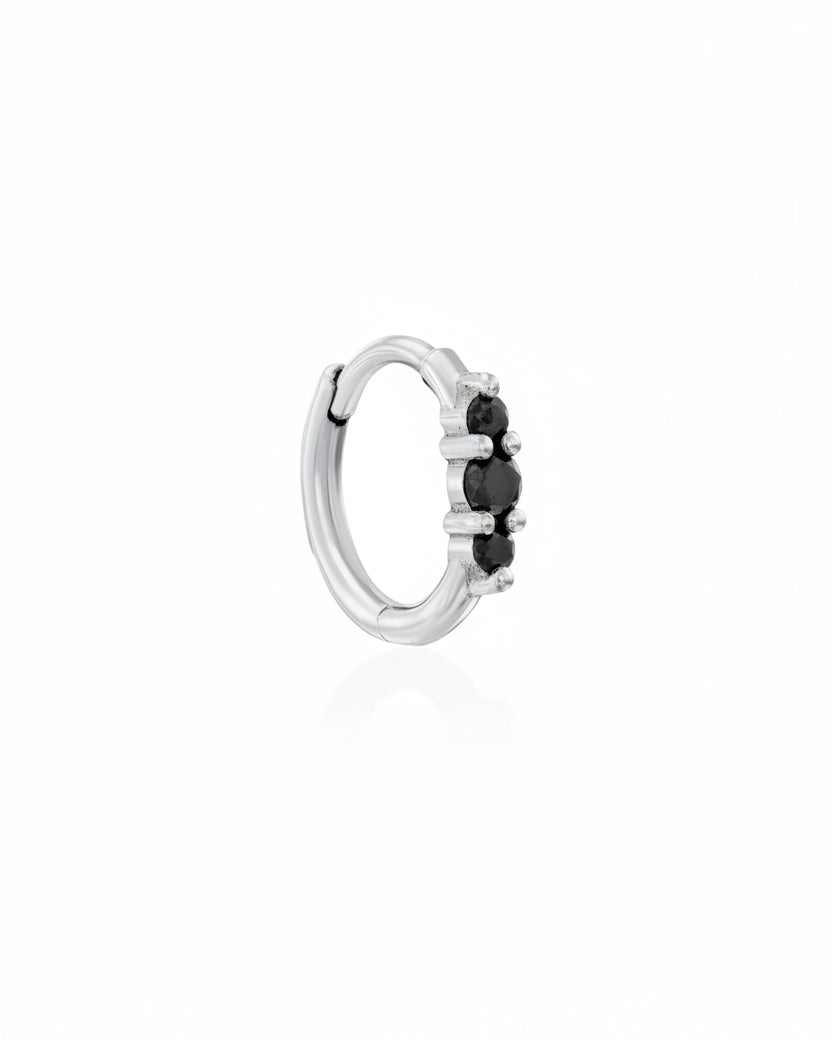 Audrey small Hoop With Black Diamonds