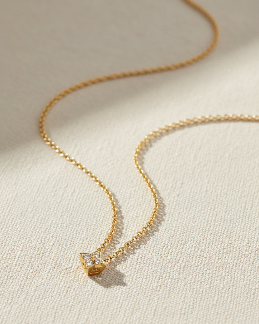 Saturn Necklace With White Diamonds