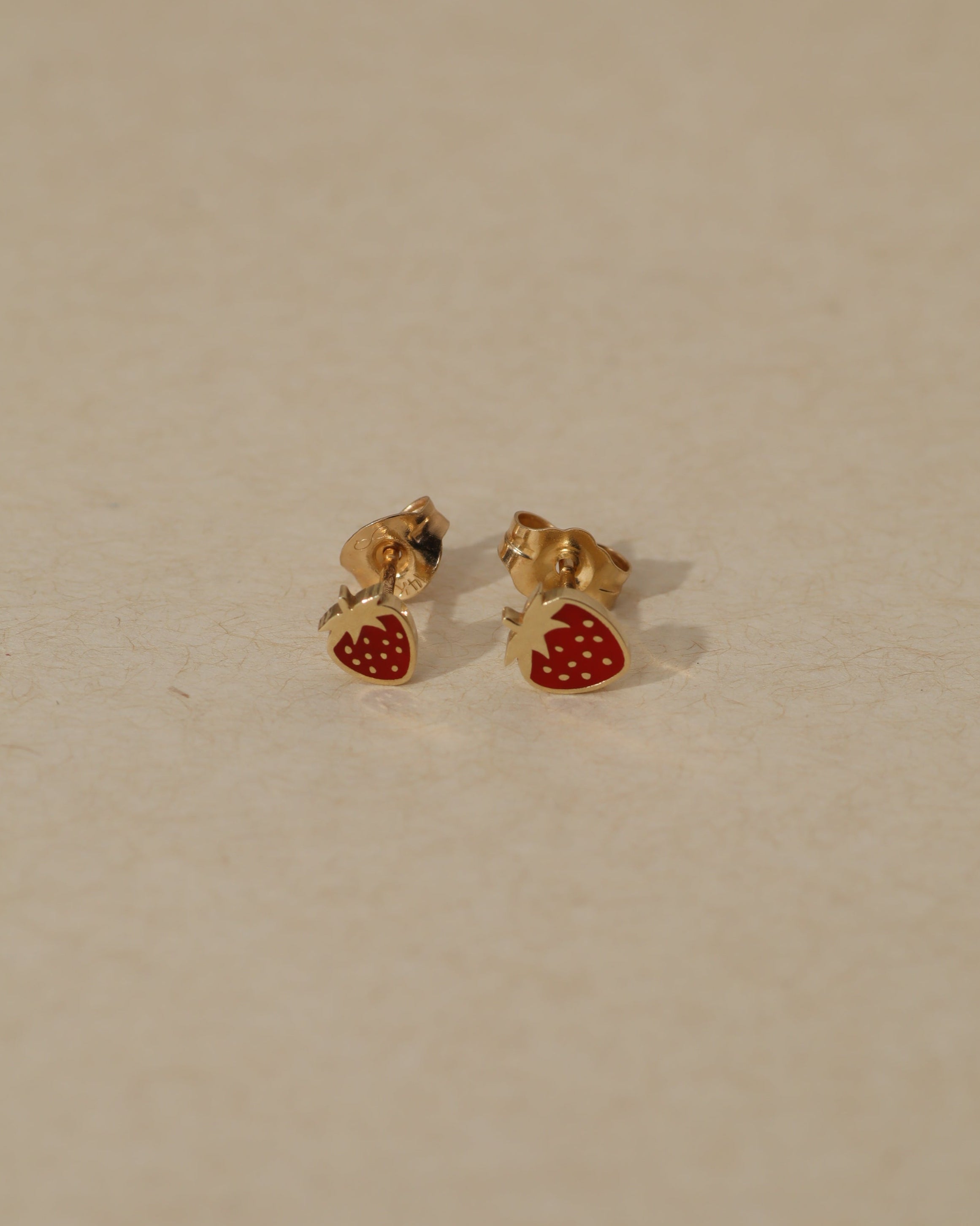 Gold Large Red strawberry Earring