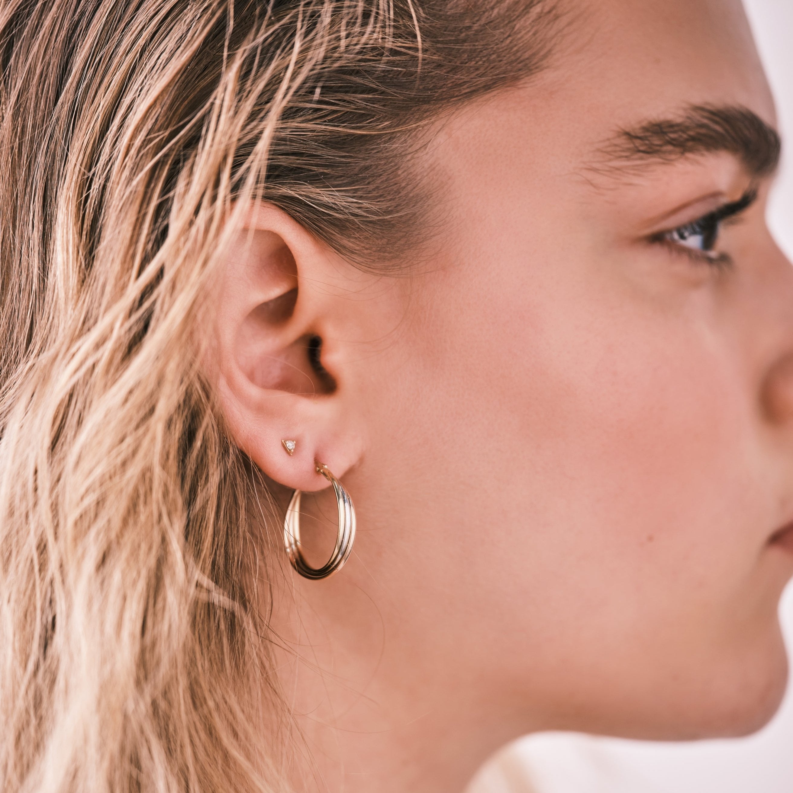 Moon gold hoop earring