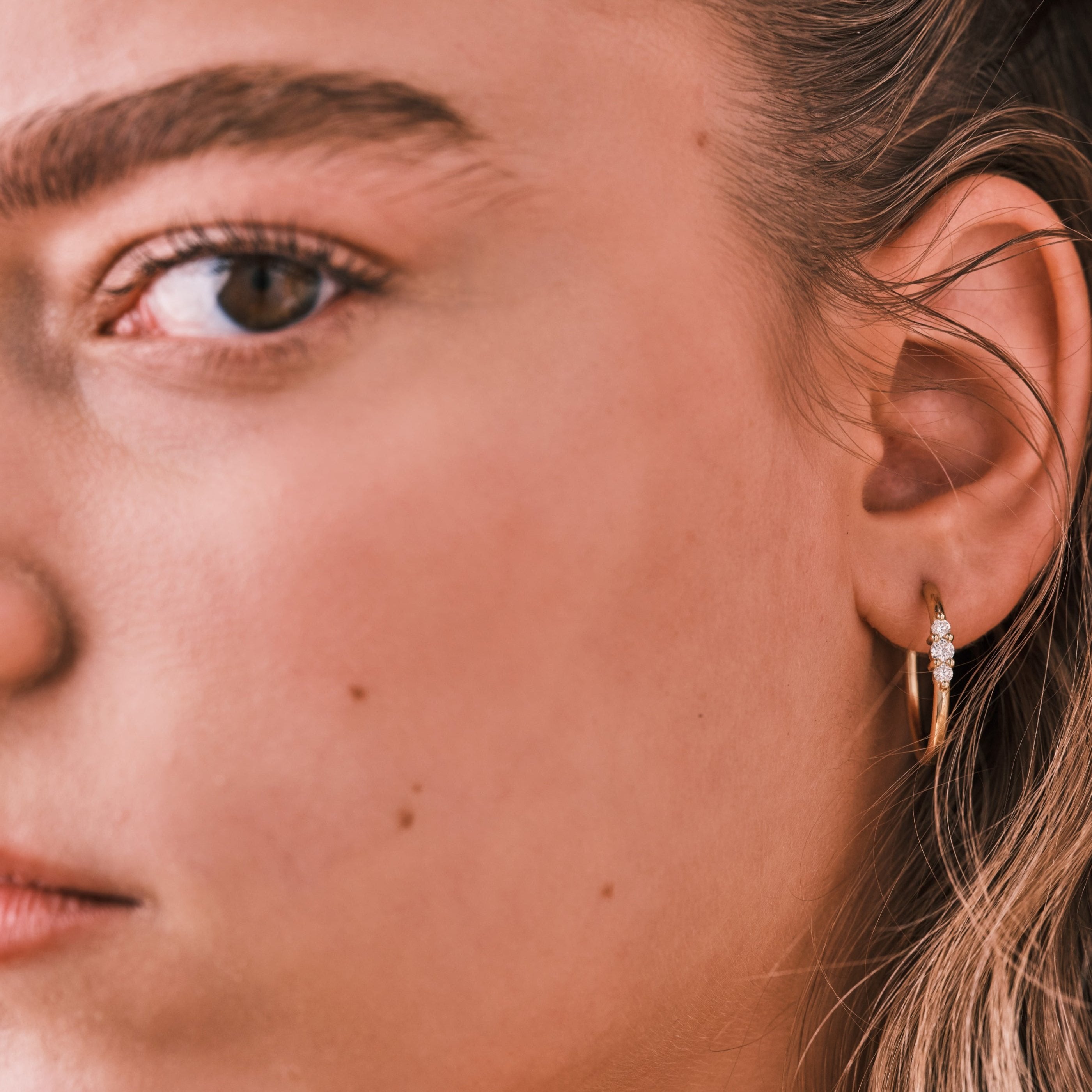 Large Audrey Hoop Earring with White Diamonds