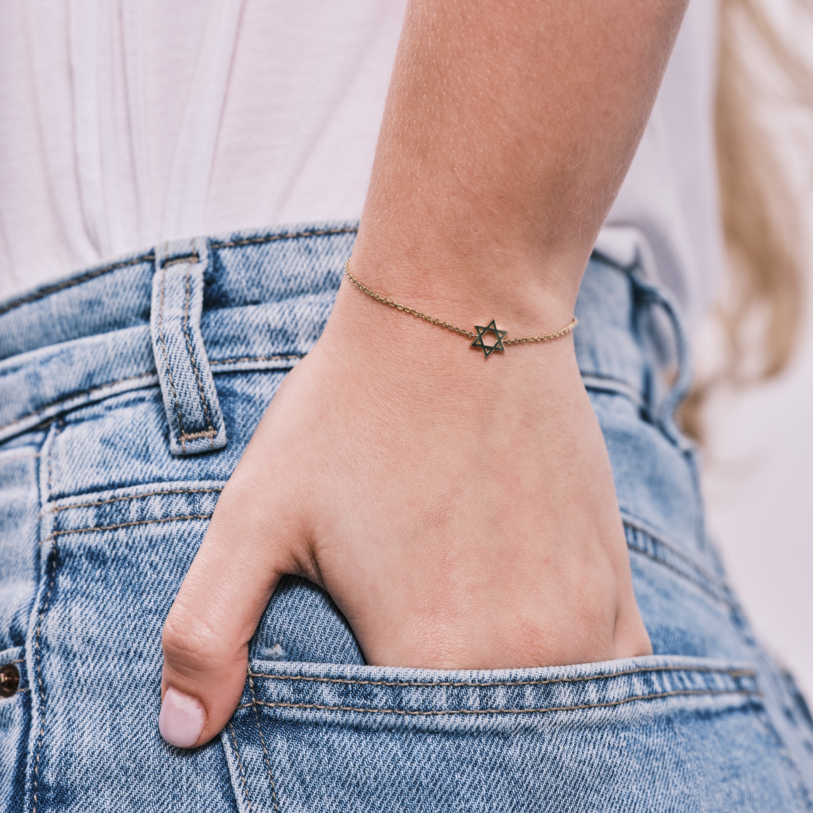 Classic Star Of David Gold Bracelet