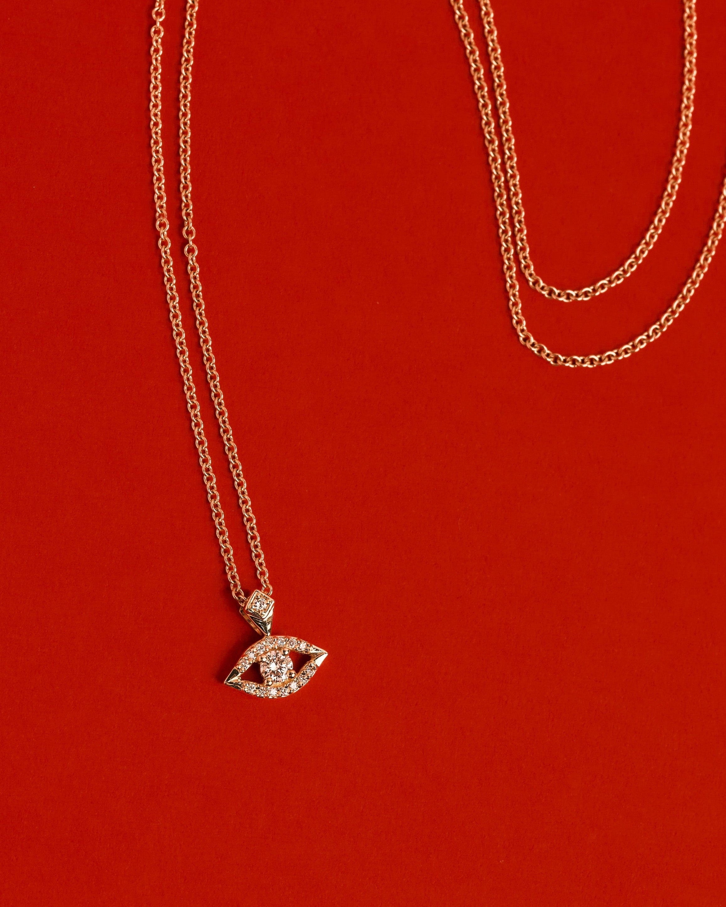 Evil Eye Gold Necklace white Diamond