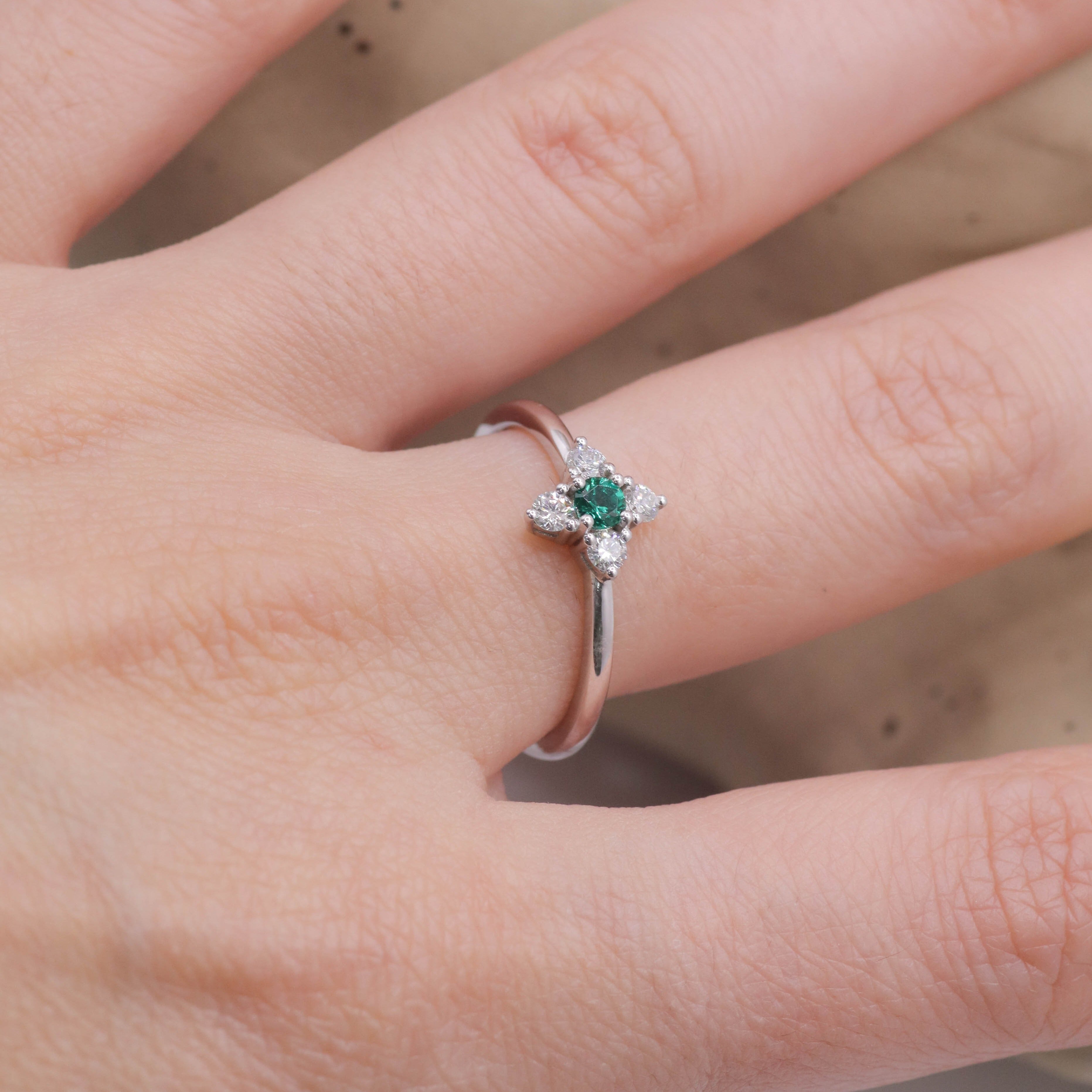 Eliana Gold Ring Emerald and Diamonds