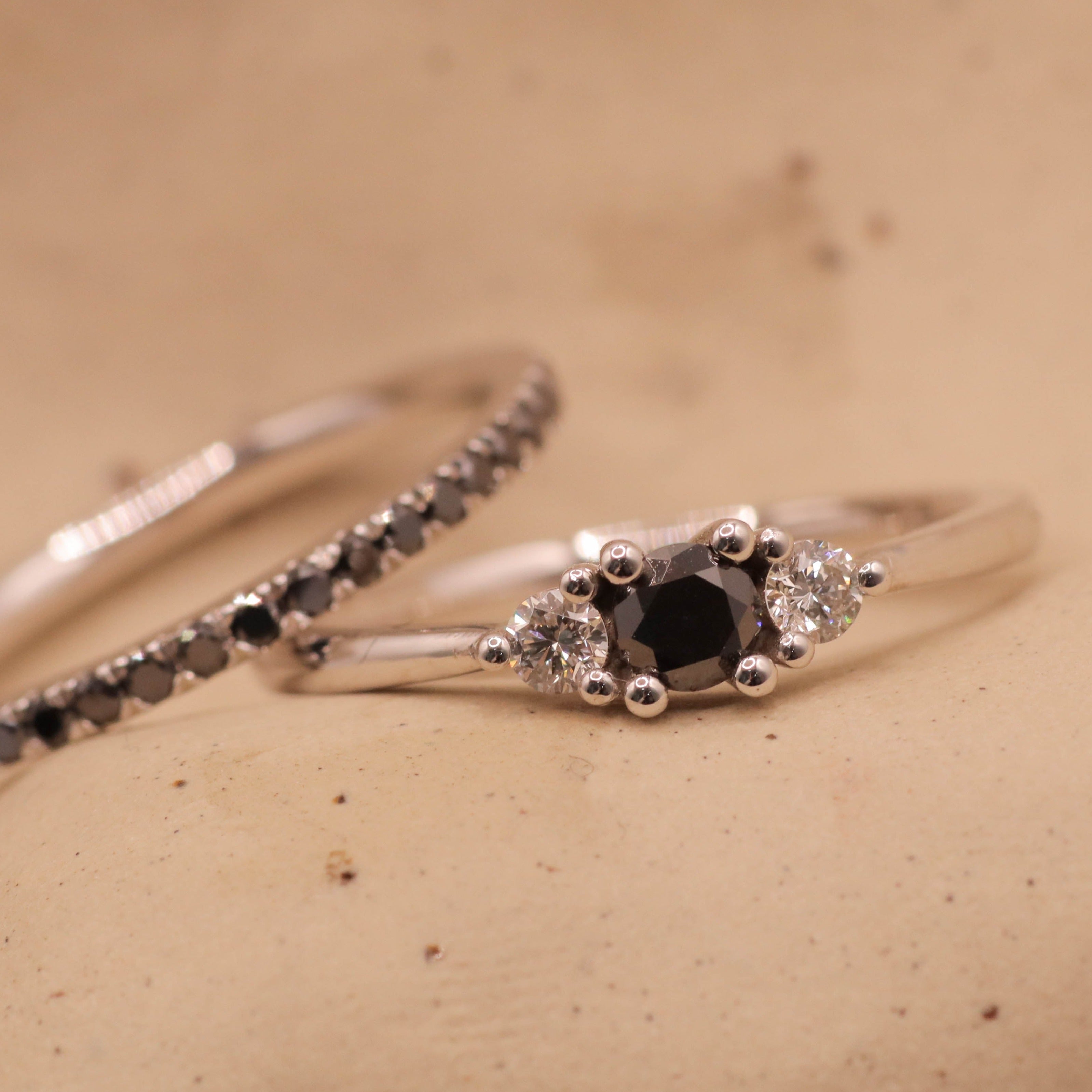 Audrey Ring White & Black 3.5mm Diamonds