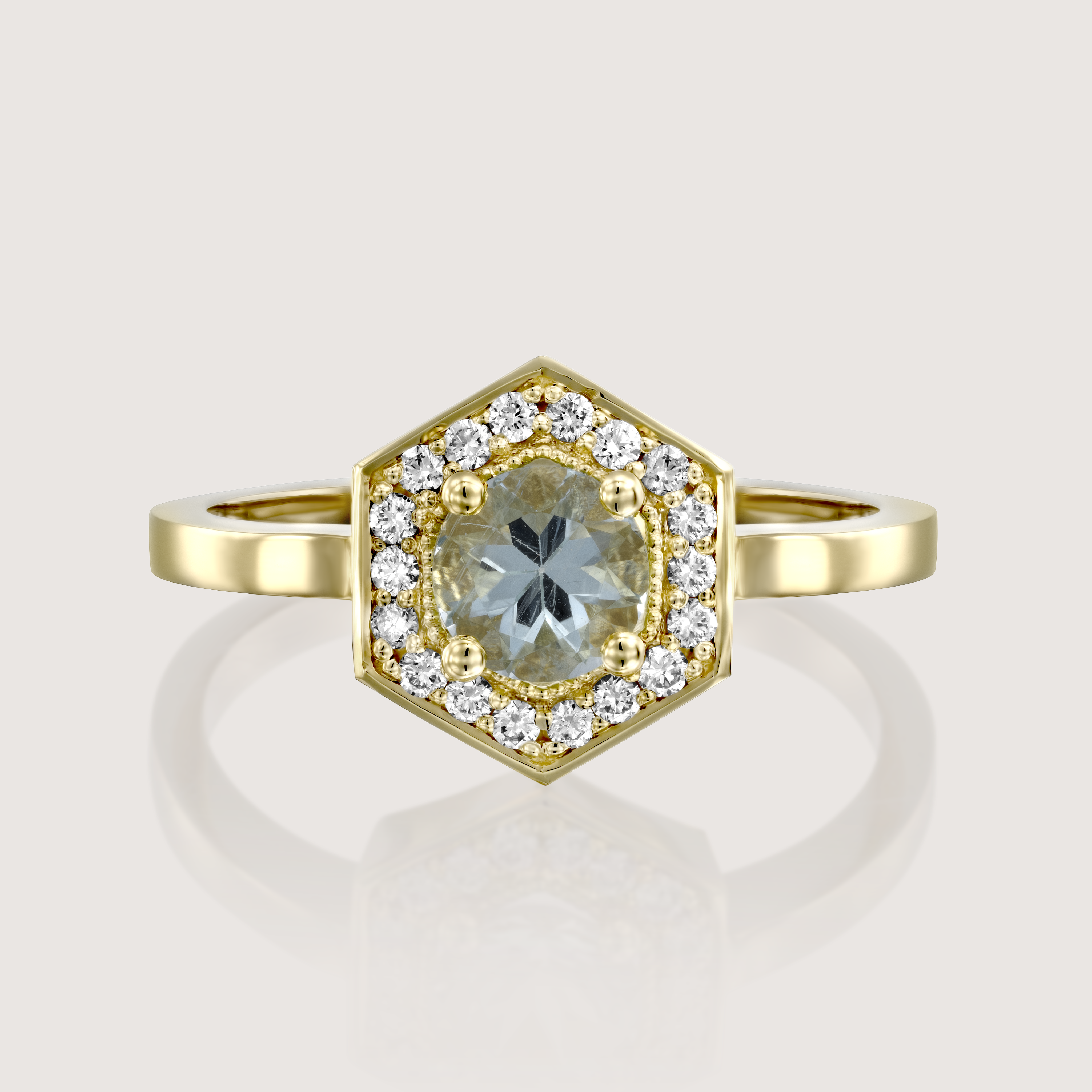 Amy Gold Ring with Aquamarine