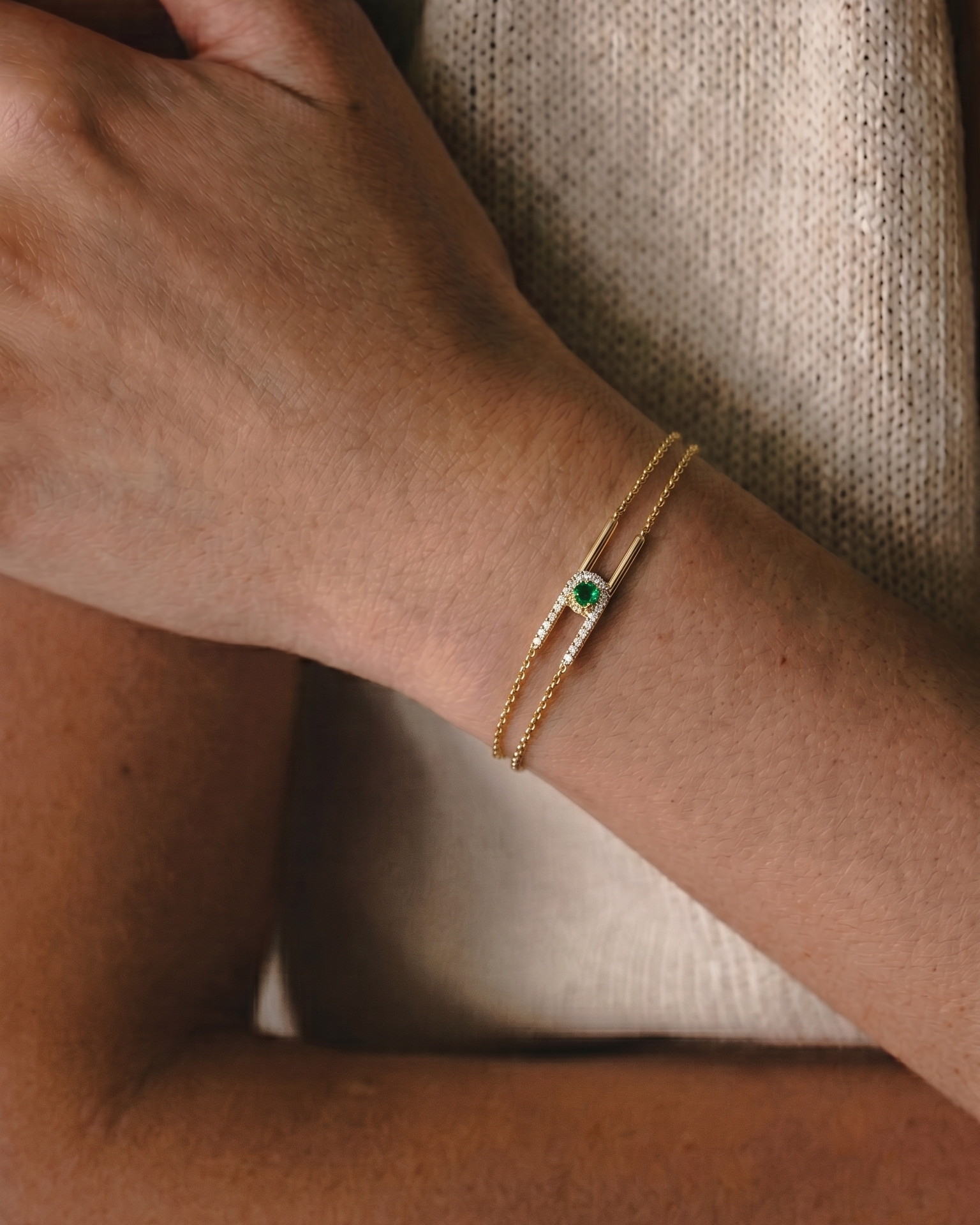 Bracelet 08 - Emerald & White Diamonds