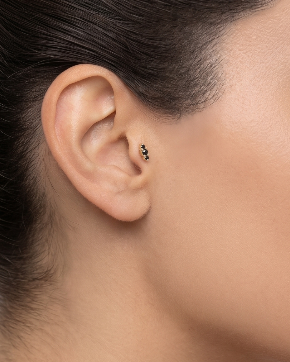 Audrey Piercing Earring With Black Diamonds