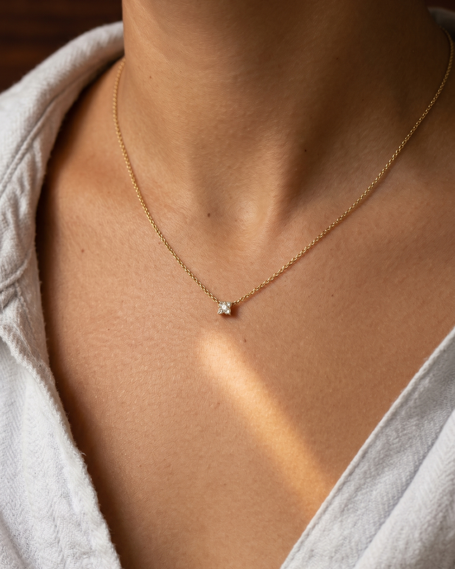 Mini Valentina Gold Necklace White Diamonds