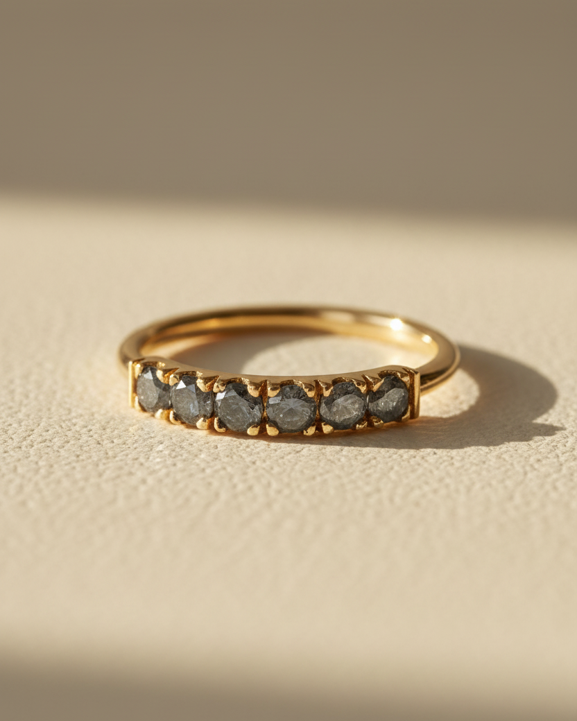 Medium Candy Gold Ring Gray Diamonds