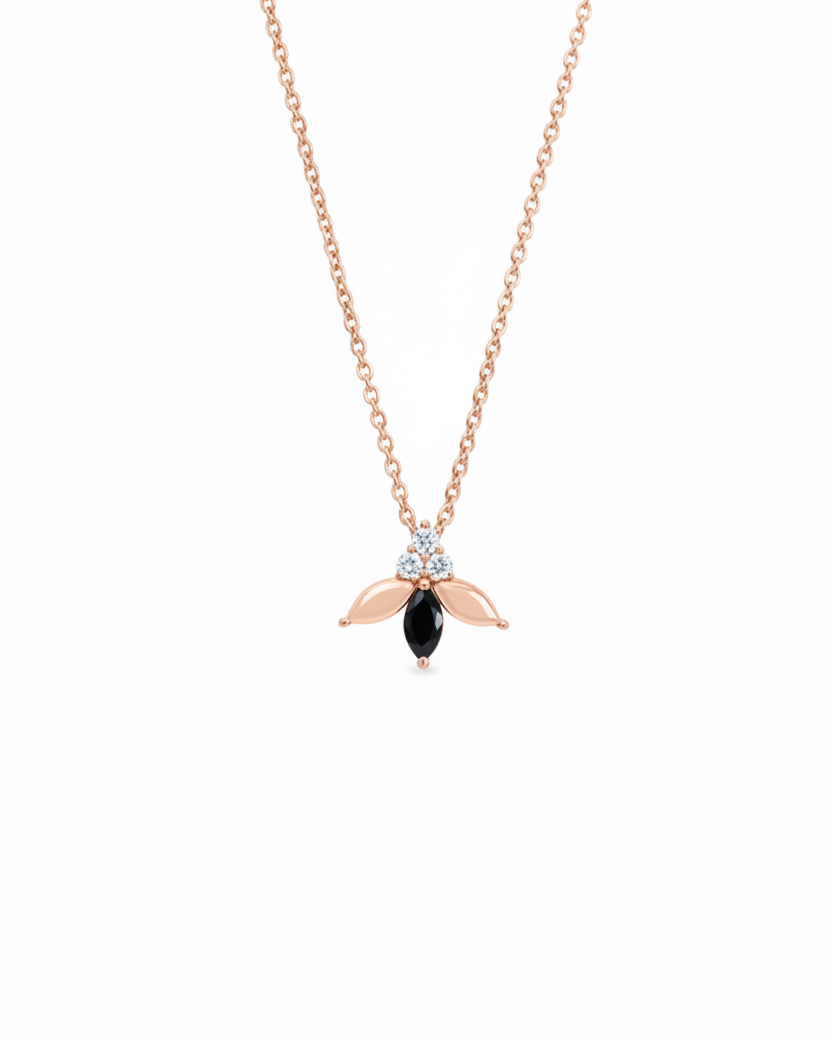 Jeanne Poisson Necklace Black and White Diamonds