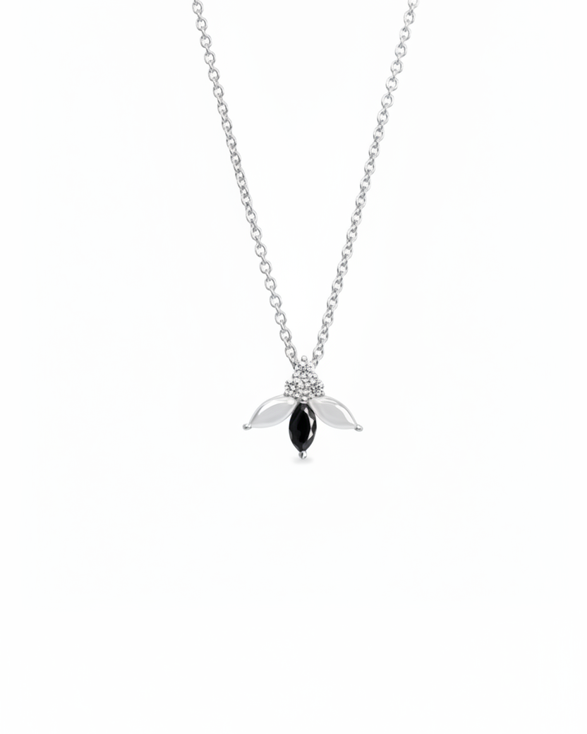 Jeanne Poisson Necklace Black and White Diamonds