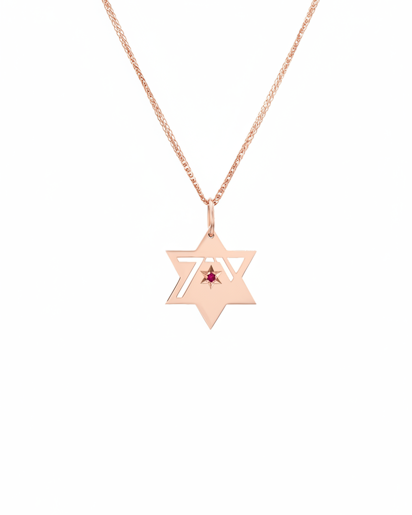 Heroism Star Of David Gold Pendant With Ruby