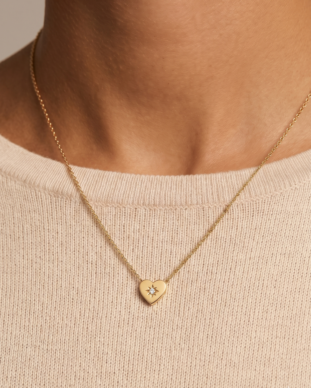 Heart Necklace White Diamond